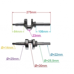 WAŁ KORBOWY SILNIKA RATO RV170 22x62MM-19468