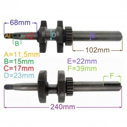 WAŁ KORBOWY SILNIKA KOSIARKI NAC T100 22MM 240MM-20612