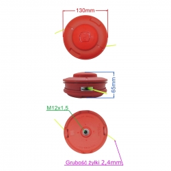 GŁOWICA ŻYŁKOWA M12x1,50LHF OTWÓR FI 130 TECOMEC-21649