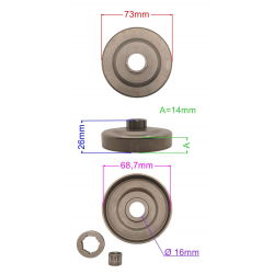 BĘBEN SPRZĘGŁA 0.325 7Z 68,7MM HUSQVARNA 340 345 -23352