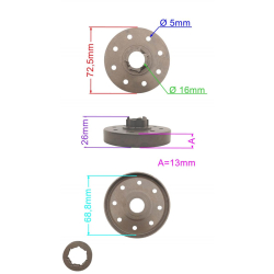 BĘBEN SPRZĘGŁA 3/8" 7Z FI 68,8MM HUSQVARNA 555 -23539