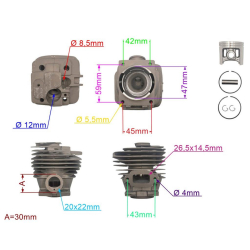 CYLINDER 47MM KPL. PIŁY STIHL MS361 ZAMIENNIK-24581