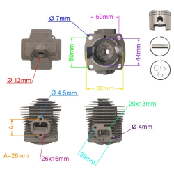 CYLINDER 44MM KPL. KOSY KAWASAKI TH48 ZAMIENNIK-24579
