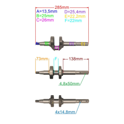 WAŁ KORBOWY 22MM NAC LS51-166L-HSDS-JR LONCIN 166c-24971